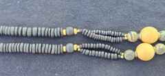 Horn Bone Shell Mother of Pearl Jet Abalone African Tribal Style 24″ L Necklace