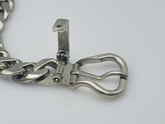 Hermes Paris Vintage French Sterling Silver Buckle Chain Link Bracelet