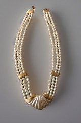Vintage Napier Triple Strand Faux Pearl Necklace