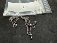 3.00g Vintage Sterling Silver 925 Angel Wing Purple Necklace 16 in M
