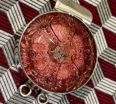 Vtg STERLING 925 2-strand Czech Button BOX CLASP ~ ROSE PINK BLUSH