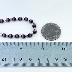 Beaded Purple Cat’s Eye Necklace | Sterling Silver 925 | 16″-17.5″