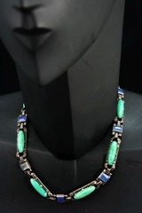 art nouveau, art deco Theodor Fahrner silver & gems necklace, 37cm/14.6 inch
