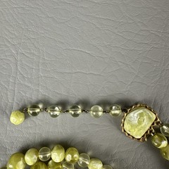 Vintage Necklace Earring Set Lime Green Marbled Lucite Double Strand Clip On