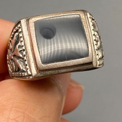 Vintage Black Onyx Sterling Silver Ring Size 11.25