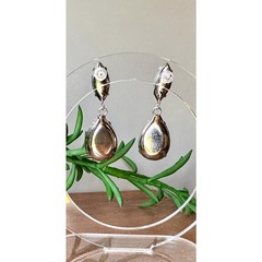 Vntage Crystal Drop Earrings Faceted Teardrop Glass With Silver Tone Setting