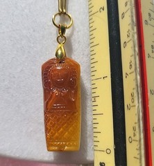 RAREST! VINTAGE EGYPTIAN LADY MUMMY SARCOPHAGUS PENDANT VTG GLASS BAR NECKLACE