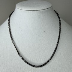 Men’s Gunmetal Black Rolo Box Link 925 Silver Chain Necklace Tested