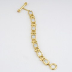 Elizabeth Locke 7 Station Rectangular Venetian Glass in 19k Yellow Gold