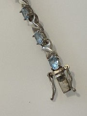 Vintage Estate 925 Sterling Silver Light Blue Topaz XO Tennis Bracelet 6.5″