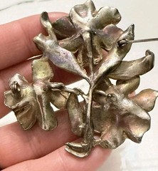 Vintage Pot Metal 1930s Floral Brooch Unsigned