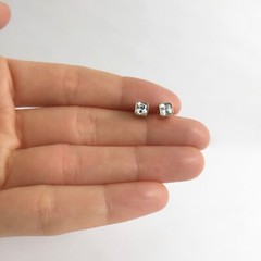 Vintage Princess Cut CZ Cubic Zirconia Stud Earrings 14K Yellow Gold, 2.33 Grams