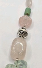 Vintage Barse Sterling 24 Inch And Gemstone Beaded Necklace Rose Quarts MOP Gem