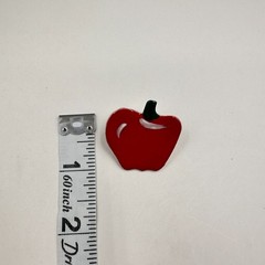 Vintage 90s Red Enamel Apple Earrings Green Leaf Flush Ceramics Fruit Jewelry