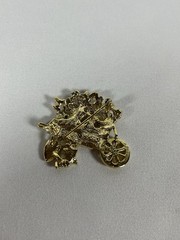 Vintage AJC Flower Gardeners Wheel Barrow and Shovel Gold Tone Brooch Pin Signed