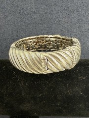 JUDITH RIPKA Sterling Silver Cubic Zirconia Cable Twist Wide Cuff Bracelet; 75g