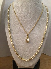 Vintage Elegant Faux Pearl Chain Necklace Jewelry Lot Gold Tone Victorian Style
