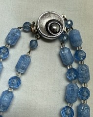 W. GERMANY Blue Lucite Acrylic 2 Strand Bead Necklace