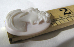 High Relief Conch Shell Cameo Lady Portrait Pink Hand Carved Loose 26mm
