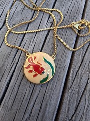Vtg Koi Thailand Enameled Necklace 16″ Chain