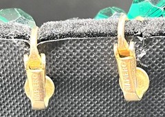 Napier Lucite Vtg Earrings Clip Screw back Vintage Dangle Green Gold Tone Chunky