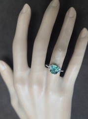 Vintage 14k White Gold Engagement Ring 3.00CT.Untreated Teal Sapphire GIA Cert
