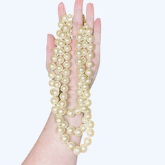 Vtg CAROLEE Majestic Pearl Necklace 3 Strand Knotted High End Art Deco 18” 13 mm
