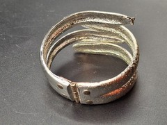 Mid Century Hinged Cuff Bracelet Silver Toned Vintage