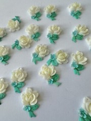 25mm Vintage Japanese HandPainted Flower with Stem FlatBack ($21.99 48 pcs)