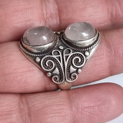 Vintage Ancient Victorian Ring Sterling Silver Quartz Stone Size 10