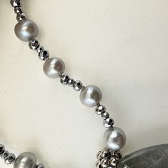 Lucas Lameth Necklace Pearl Quartz Hematite Sterling Silver Gray Neutral JTV 925