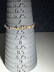 Vintage PAJ BB Gold Tone Tennis Bracelet Assorted Stones Double Safety Clasp 7″