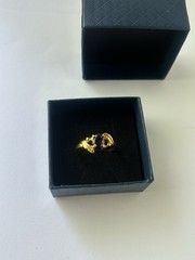 Vintage Purple Cubic Zirconia Ring Gold Plated Womens Size 10
