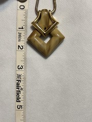 Vintage 1960’s Trifari Signed Gold Plated Lucite Pendant Necklace