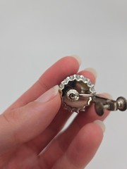 Miriam Haskell Silver-Toned with Black Beads Earrings Mid-Century Screw-Back