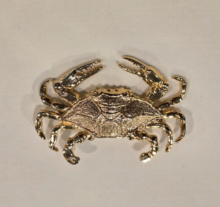 Vintage Unbranded Gold Tone Crab Brooch Pin