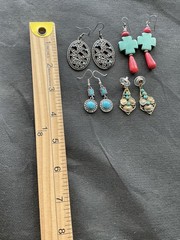 Lot Of 4 Pairs Southwestern-style Vintage Dangle Pierced Earrings Estate Jewelry