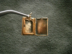 High School Book Opening Goldtone MOP Locket Pendant Charm 2.0g ~ Engraved MJG