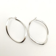 Vintage Sterling Silver 2” Twist Oval Hoop Earrings Marked 925 MWS 6.9g #00