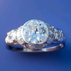 Original EARTH MINED DIAMOND Deco Engagement RING Vintage PLATINUM Solitaire S 5
