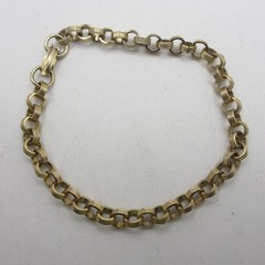 Vintage Rolo Chain Bracelet Ridged Gold Tone