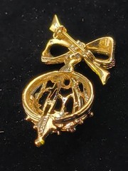 Vintage Gold Tone Enamel Green Christmas Ornament & Bow Brooch Pin 2.5 inches