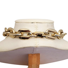 West Germany Chunky Necklace Pale Gold Tone Link Chain Statement Choker Collar
