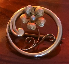 Antique 5 Leaf Clover Brooch 9ct Gold Seed Pearl Edwardian Lucky Charm #12878