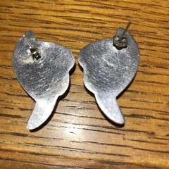 Vintage 925 Sterling Silver Pierced Retro Puffy Scroll Earrings Modernist MCM