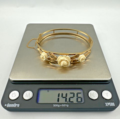 Van Dell 1/20 12k Gold Filled Flower Floral Bangle Bracelet Vtg Gorgeous Read!