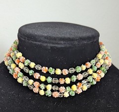 Vintage 1950s/60s Glass Sugar Bead Candy 4-Strand Choker Necklace
