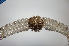 Rare Vintage Signed Selro Selini Triple Strand Pearl AB Necklace & Earrings-READ