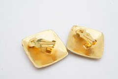 Vintage Clip On Earrings Gold Tone Enamel