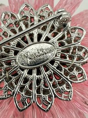 VENDOME SILVERTONE 1960’S RHINESTONE PINK SPUTNIK ATOMIC BROOCH K110C